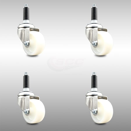 Service Caster 3 Inch 316SS Nylon Wheel Swivel 7/8 Inch Expanding Stem Caster Set SCC SCC-SS316EX20S314-NYS-78-4